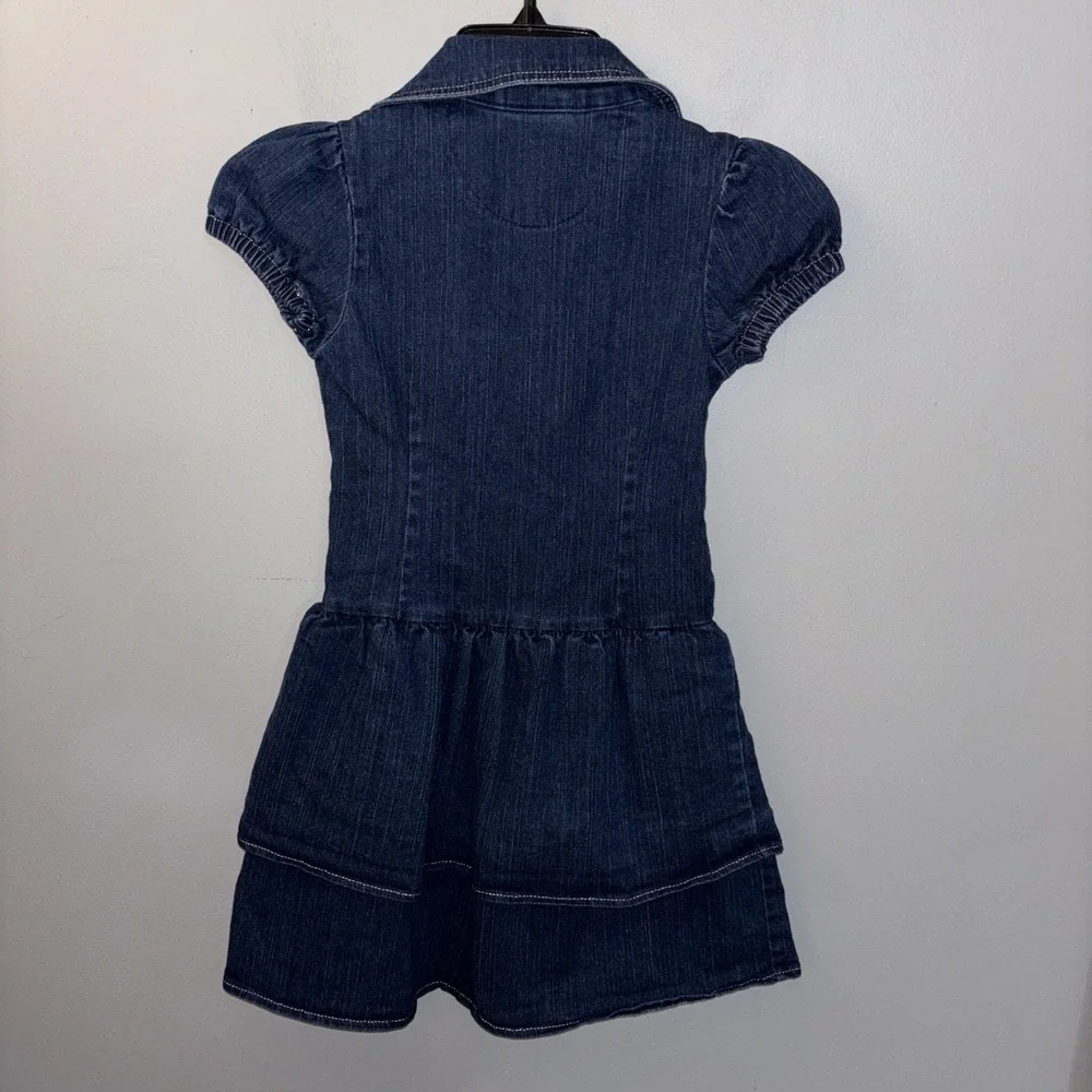 Hello Kitty Girls‎ Jean Denim Dress Size 6 Layers Belt Puff Sleeves Y2K